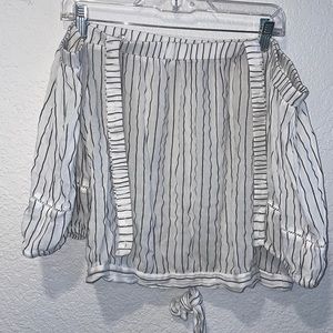 White stripped off shoulder top